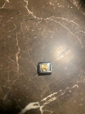Small Square Charm with Gold Tooth Motif